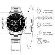Men’s Business Steel Band Quartz Watch with Calendar