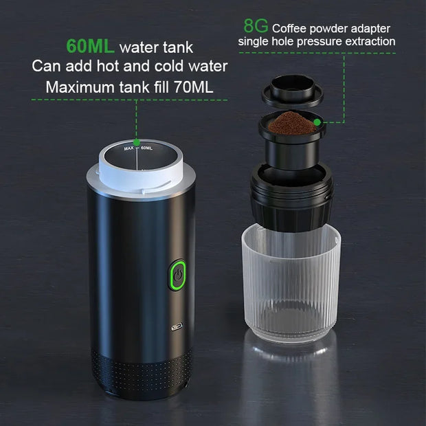 Portable Wireless Espresso Coffee Maker 3-in-1