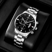 Men’s Luxury Silver Stainless Steel Quartz Watch