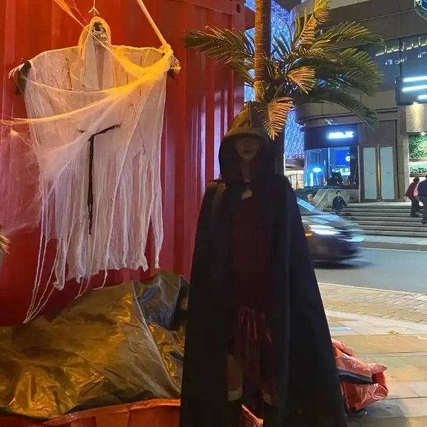 Halloween Hooded Black Witch Cloak