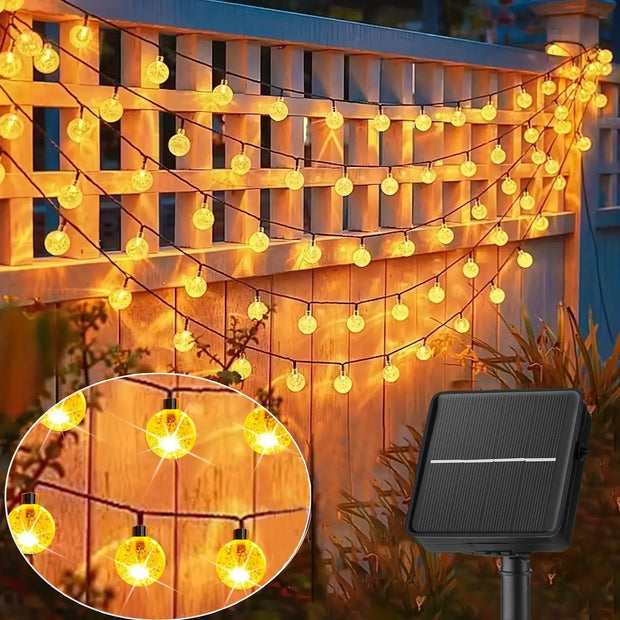 Solar Crystal Globe String Lights Outdoor