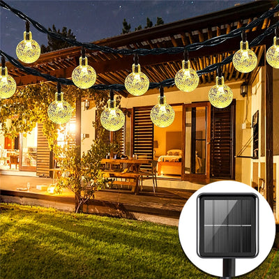 Solar Crystal Globe String Lights Outdoor