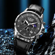 New Mens Watches LIGE Top Brand Luxury Leather Casual Quartz Watch Men's Sport Waterproof Clock Watch Relogios Masculino+Box