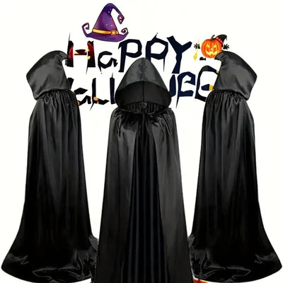Halloween Hooded Black Witch Cloak