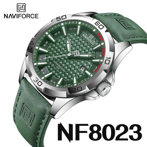 NAVIFORCE Top Brand  Men Casual Sport Military Quartz Calendar Wrist Watch for Man Business Leather Waterproof Male ClockNF8023