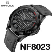 NAVIFORCE Top Brand  Men Casual Sport Military Quartz Calendar Wrist Watch for Man Business Leather Waterproof Male ClockNF8023