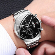 Men’s Business Steel Band Quartz Watch with Calendar