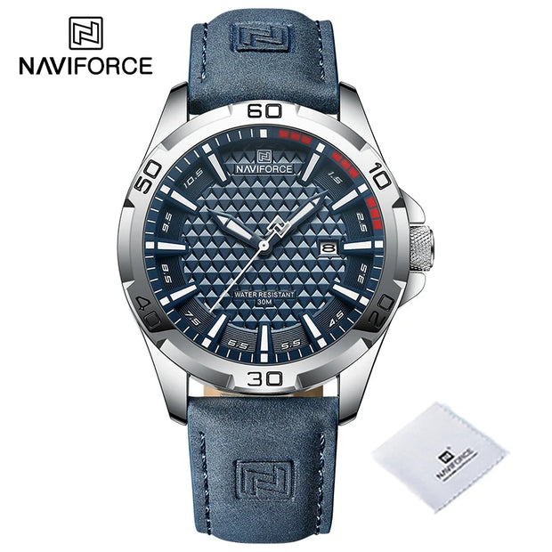 NAVIFORCE Original Fashion Wild Watches for Men Waterproof Leather Man Wristwatch Quartz Calendar Clock Relogios Masculino 8023