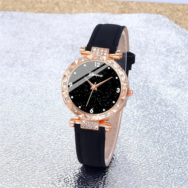 Women’s Luxury Quartz Watch and Bracelet 5pcs Set