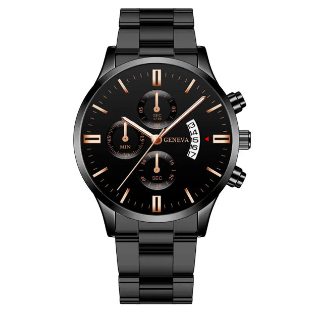 Men’s Luxury Silver Stainless Steel Quartz Watch