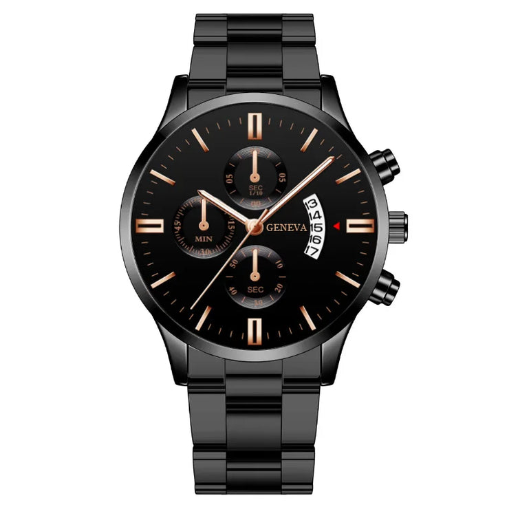Men’s Luxury Silver Stainless Steel Quartz Watch