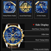 POEDAGAR Luxury Watches For Men Leather Chronograph Man Watch Waterproof Luminous Military Fashion Men's Quartz Wristwatch Reloj