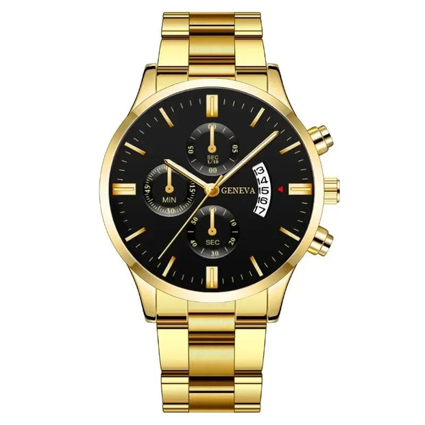 Men’s Luxury Silver Stainless Steel Quartz Watch
