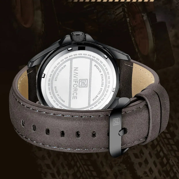NAVIFORCE Top Brand  Men Casual Sport Military Quartz Calendar Wrist Watch for Man Business Leather Waterproof Male ClockNF8023