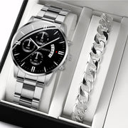 Men’s Business Steel Band Quartz Watch with Calendar