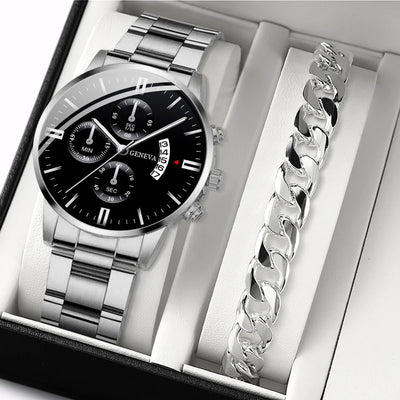 Men’s Business Steel Band Quartz Watch with Calendar