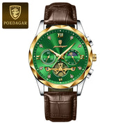 POEDAGAR Luxury Watches For Men Leather Chronograph Man Watch Waterproof Luminous Military Fashion Men's Quartz Wristwatch Reloj