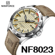 NAVIFORCE Top Brand  Men Casual Sport Military Quartz Calendar Wrist Watch for Man Business Leather Waterproof Male ClockNF8023