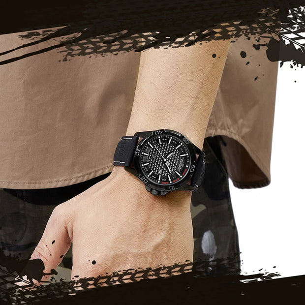 NAVIFORCE Original Fashion Wild Watches for Men Waterproof Leather Man Wristwatch Quartz Calendar Clock Relogios Masculino 8023