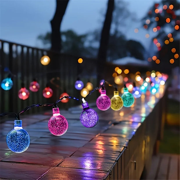 Solar Crystal Globe String Lights Outdoor