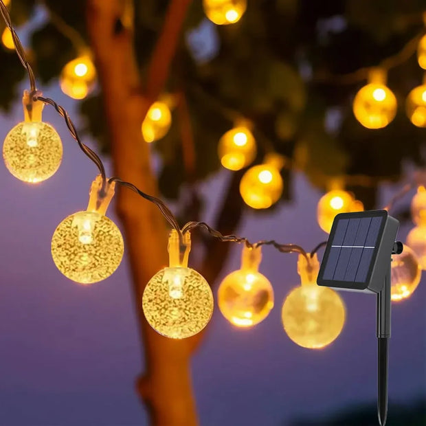 Solar Crystal Globe String Lights Outdoor