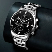 Men’s Luxury Silver Stainless Steel Quartz Watch