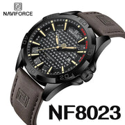 NAVIFORCE Top Brand  Men Casual Sport Military Quartz Calendar Wrist Watch for Man Business Leather Waterproof Male ClockNF8023