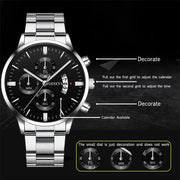 Men’s Luxury Silver Stainless Steel Quartz Watch