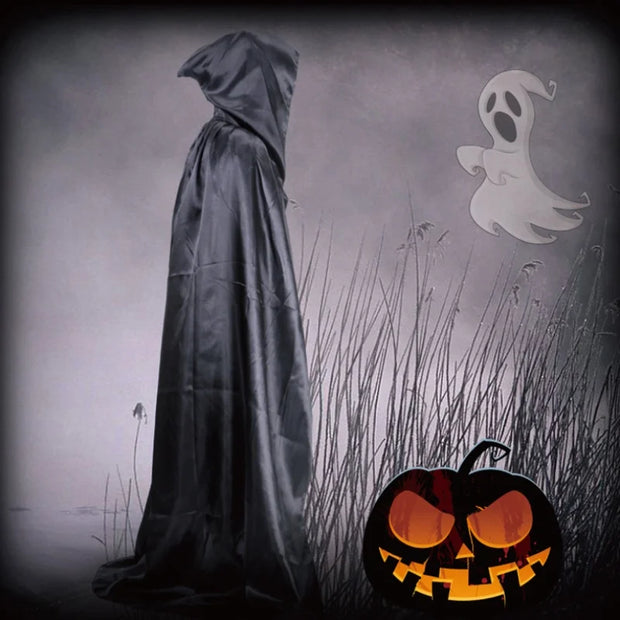 Halloween Hooded Black Witch Cloak