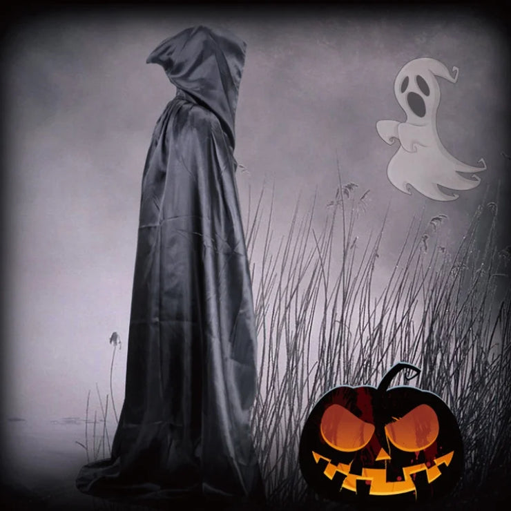 Halloween Hooded Black Witch Cloak