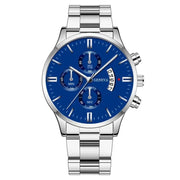Men’s Luxury Silver Stainless Steel Quartz Watch