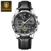 POEDAGAR Luxury Watches For Men Leather Chronograph Man Watch Waterproof Luminous Military Fashion Men's Quartz Wristwatch Reloj