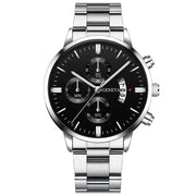 Men’s Luxury Silver Stainless Steel Quartz Watch