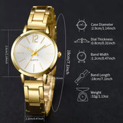 Women’s Golden Quartz Watch and Heart Charm Bracelet Set