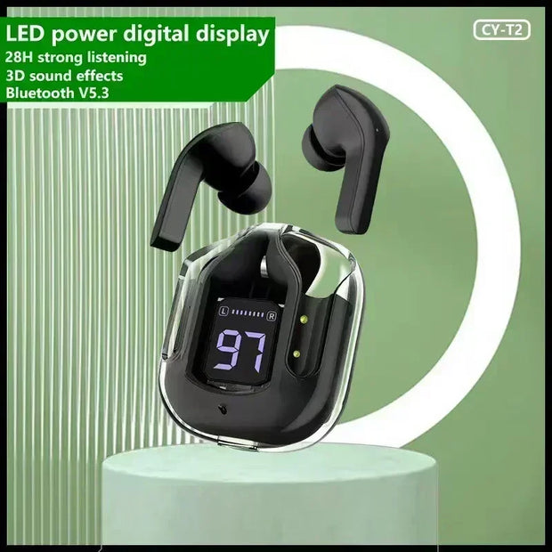 T2 Transparent Bluetooth Earbuds with Digital Display