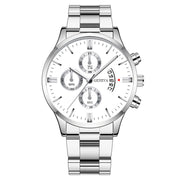 Men’s Luxury Silver Stainless Steel Quartz Watch