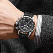 New Mens Watches LIGE Top Brand Luxury Leather Casual Quartz Watch Men's Sport Waterproof Clock Watch Relogios Masculino+Box