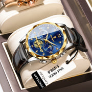 POEDAGAR Luxury Watches For Men Leather Chronograph Man Watch Waterproof Luminous Military Fashion Men's Quartz Wristwatch Reloj