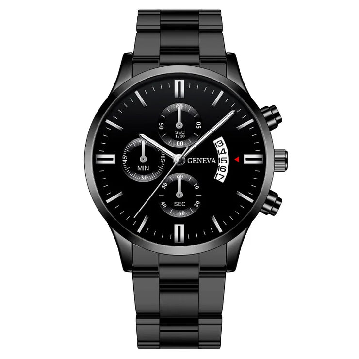 Men’s Luxury Silver Stainless Steel Quartz Watch