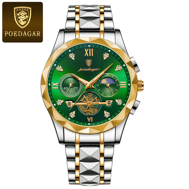 POEDAGAR Luxury Watches For Men Leather Chronograph Man Watch Waterproof Luminous Military Fashion Men's Quartz Wristwatch Reloj