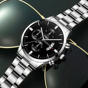 Men’s Luxury Silver Stainless Steel Quartz Watch