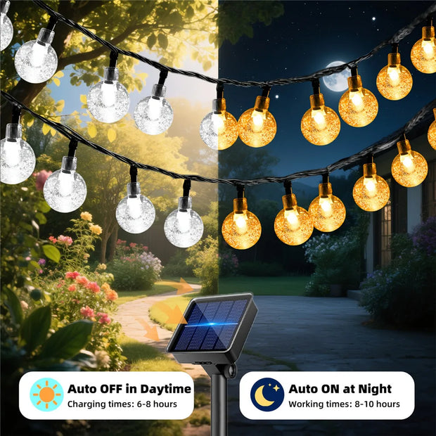 Solar Crystal Globe String Lights Outdoor