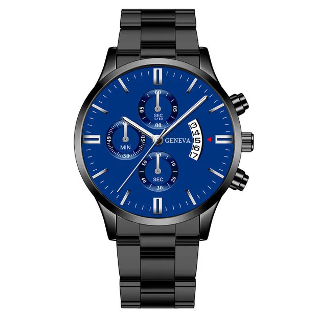 Men’s Luxury Silver Stainless Steel Quartz Watch