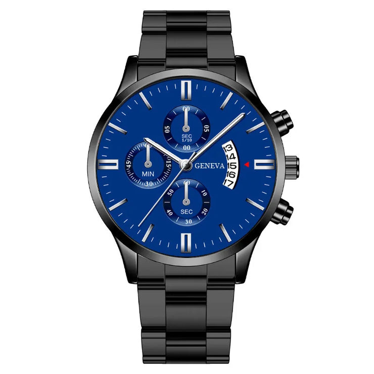 Men’s Luxury Silver Stainless Steel Quartz Watch