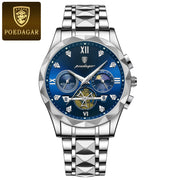 POEDAGAR Luxury Watches For Men Leather Chronograph Man Watch Waterproof Luminous Military Fashion Men's Quartz Wristwatch Reloj