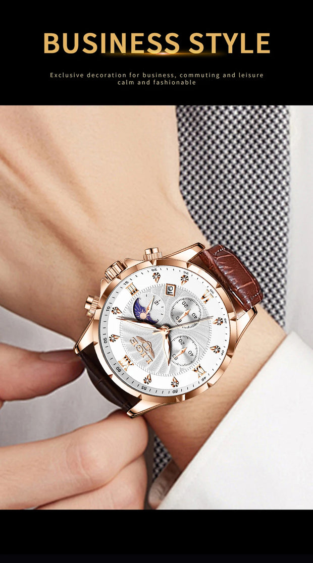 New Mens Watches LIGE Top Brand Luxury Leather Casual Quartz Watch Men's Sport Waterproof Clock Watch Relogios Masculino+Box