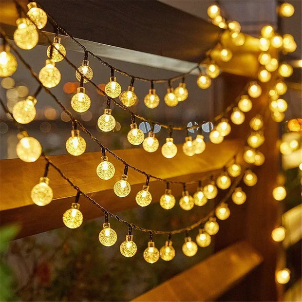 Solar Crystal Globe String Lights Outdoor
