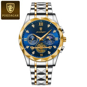 POEDAGAR Luxury Watches For Men Leather Chronograph Man Watch Waterproof Luminous Military Fashion Men's Quartz Wristwatch Reloj
