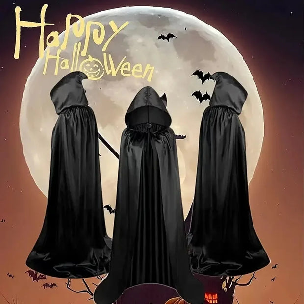 Halloween Hooded Black Witch Cloak